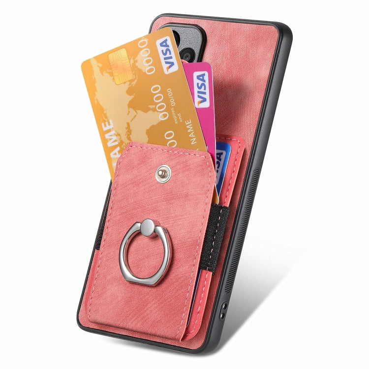 Retro Skin-feel Ring Card Wallet Phone Case
