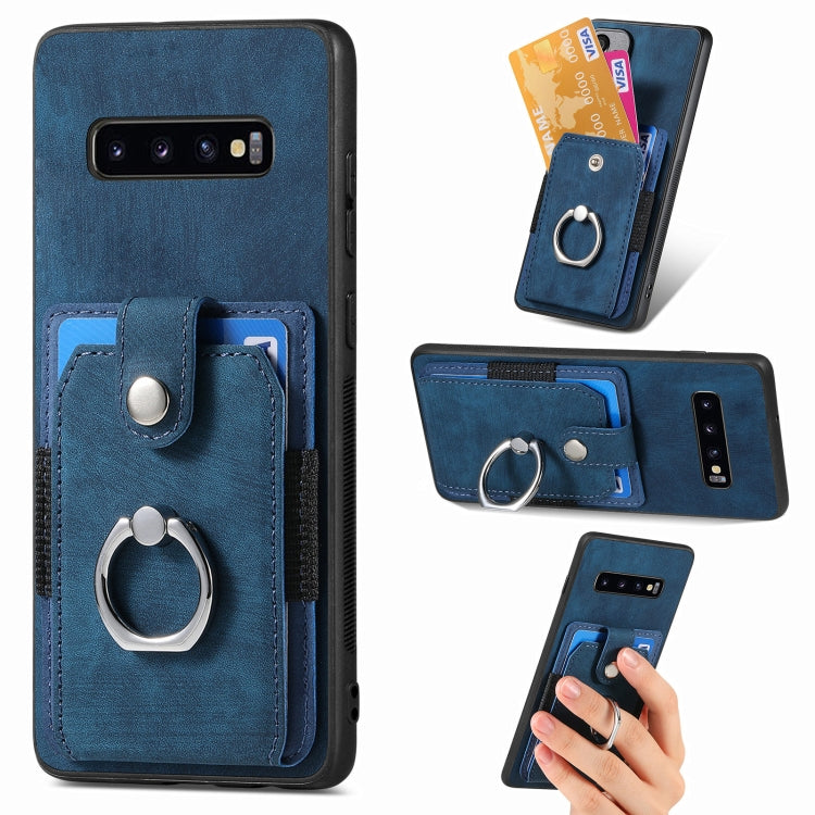 Retro Skin-feel Ring Card Wallet Phone Case