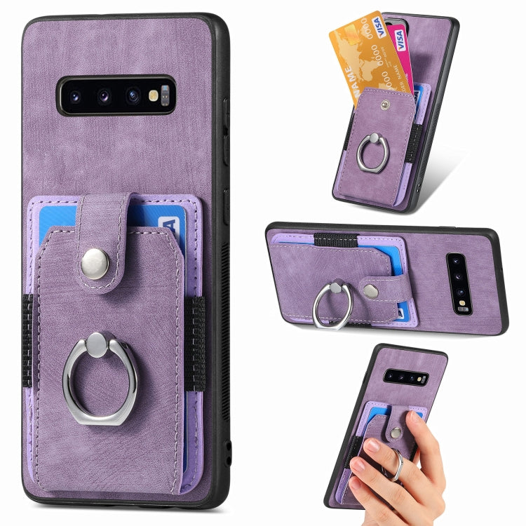 Retro Skin-feel Ring Card Wallet Phone Case