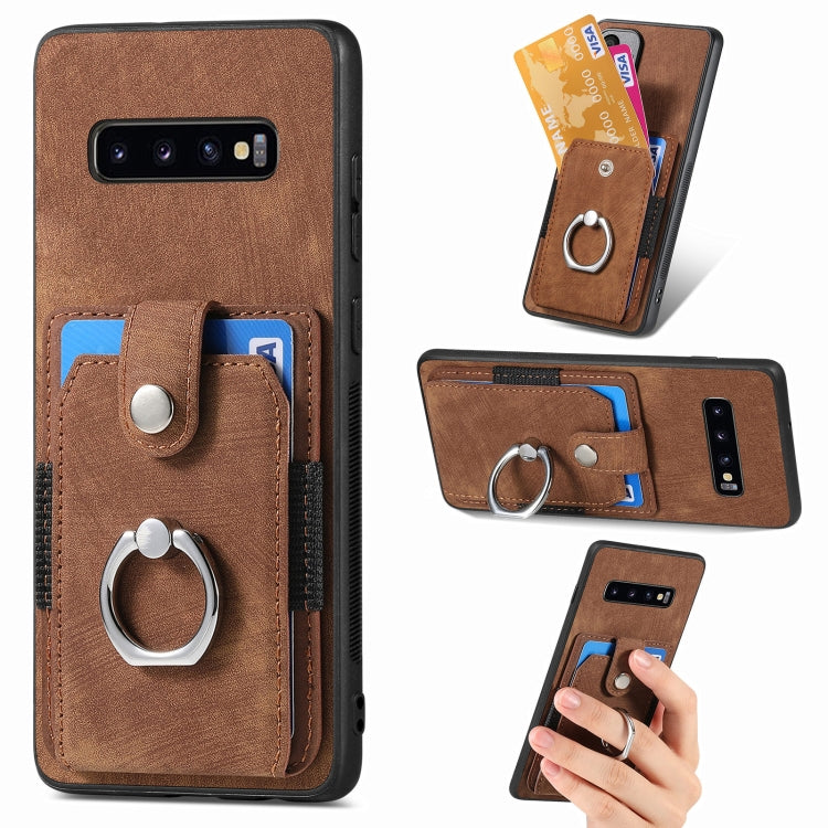 Retro Skin-feel Ring Card Wallet Phone Case