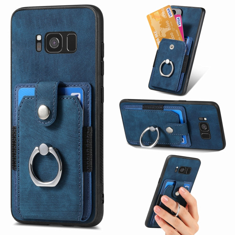 Retro Skin-feel Ring Card Wallet Phone Case