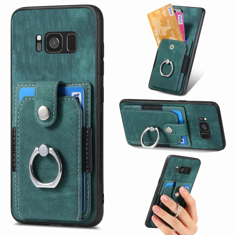 Retro Skin-feel Ring Card Wallet Phone Case, For Samsung Galaxy S8+, For Samsung Galaxy S8