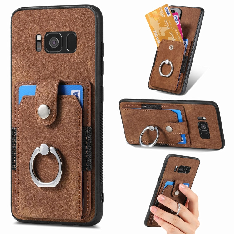 Retro Skin-feel Ring Card Wallet Phone Case
