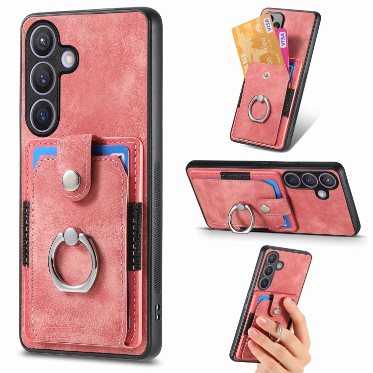 Retro Skin-feel Ring Card Wallet Phone Case