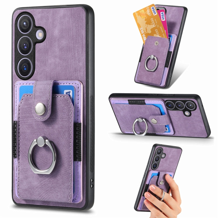 Retro Skin-feel Ring Card Wallet Phone Case
