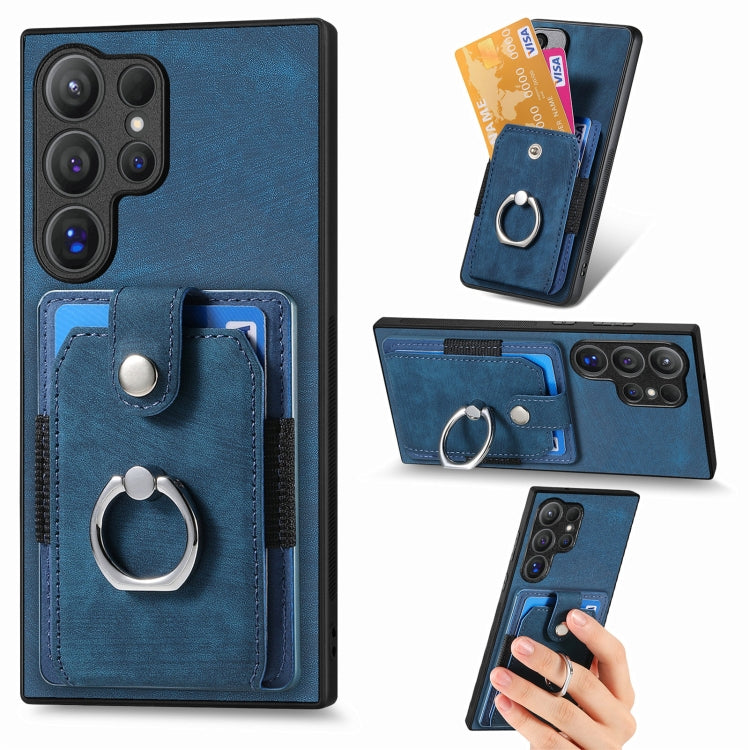 Retro Skin-feel Ring Card Wallet Phone Case
