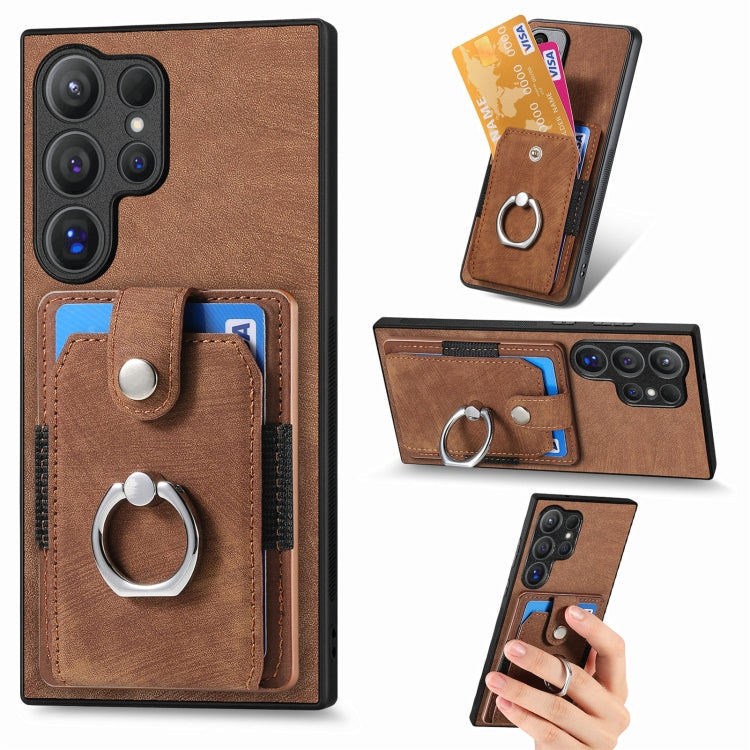 Retro Skin-feel Ring Card Wallet Phone Case
