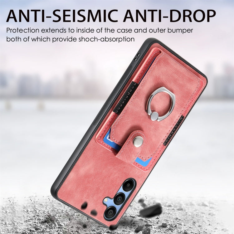 Retro Skin-feel Ring Card Wallet Phone Case