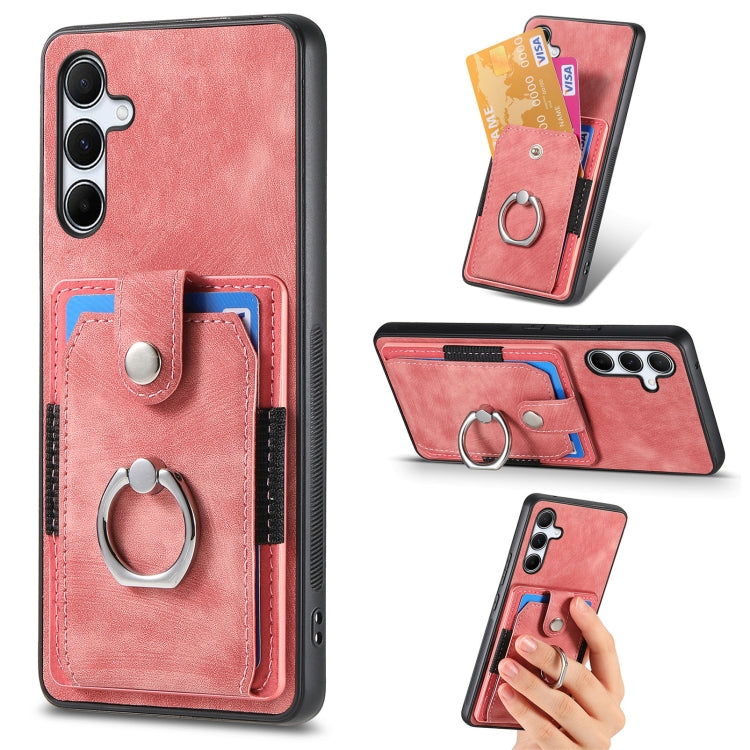 Retro Skin-feel Ring Card Wallet Phone Case