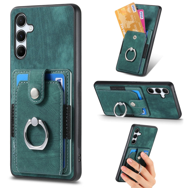 Retro Skin-feel Ring Card Wallet Phone Case