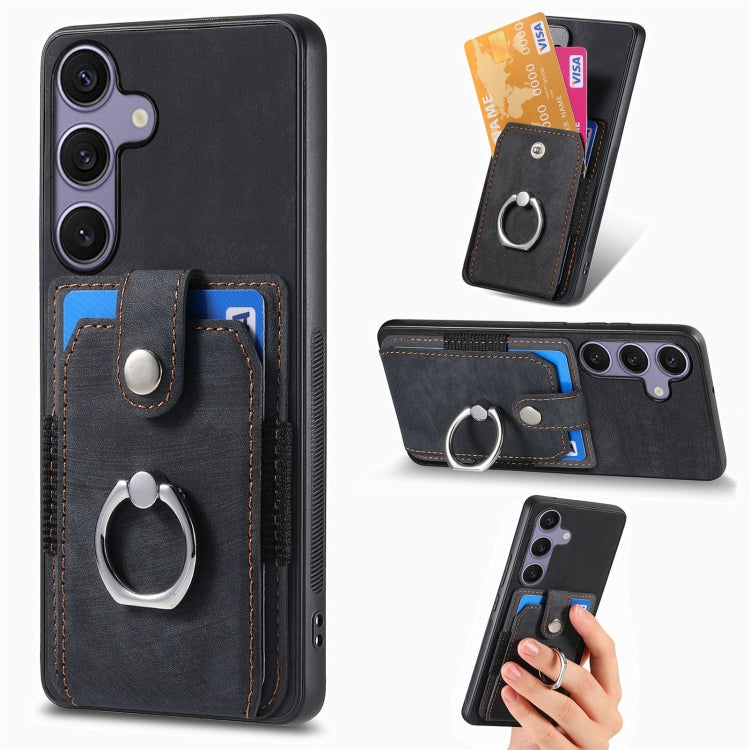 Retro Skin-feel Ring Card Wallet Phone Case, For Samsung Galaxy A36, For Samsung Galaxy S25 5G, For Samsung Galaxy S25+ 5G, For Samsung Galaxy S25 Ultra 5G