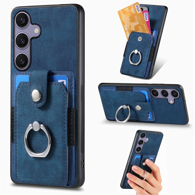 Retro Skin-feel Ring Card Wallet Phone Case, For Samsung Galaxy A36, For Samsung Galaxy S25 5G, For Samsung Galaxy S25+ 5G, For Samsung Galaxy S25 Ultra 5G