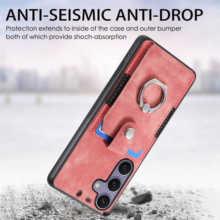 Retro Skin-feel Ring Card Wallet Phone Case