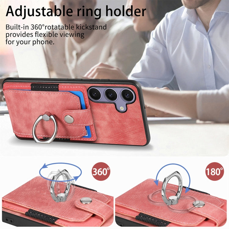 Retro Skin-feel Ring Card Wallet Phone Case