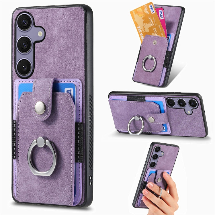 Retro Skin-feel Ring Card Wallet Phone Case, For Samsung Galaxy A36, For Samsung Galaxy S25 5G, For Samsung Galaxy S25+ 5G, For Samsung Galaxy S25 Ultra 5G