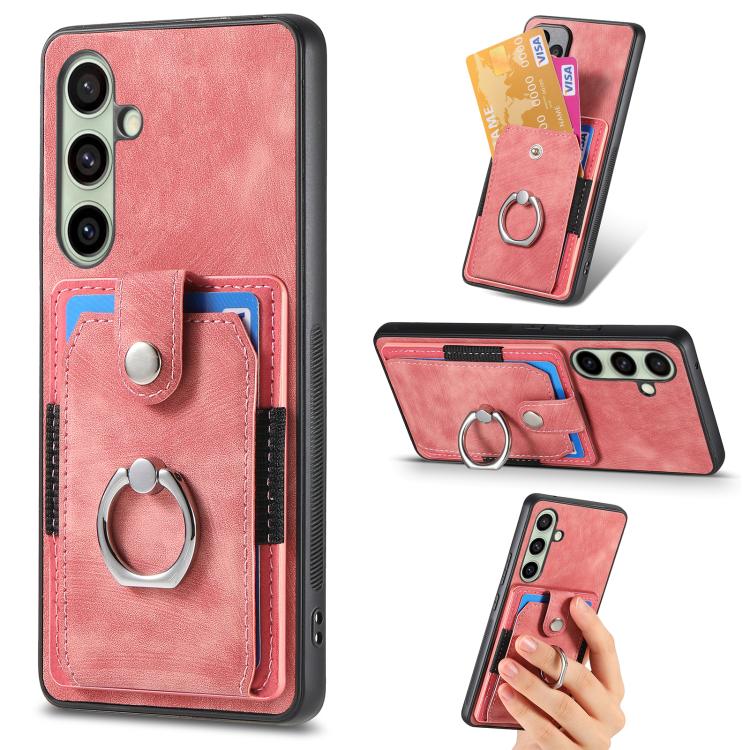 Retro Skin-feel Ring Card Wallet Phone Case, For Samsung Galaxy A57 5G, For Samsung Galaxy A37 5G, For Samsung Galaxy S25 Edge 5G, For Samsung Galaxy A56 5G