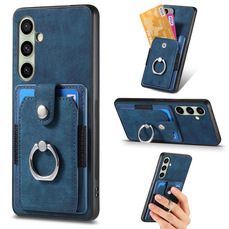 Retro Skin-feel Ring Card Wallet Phone Case