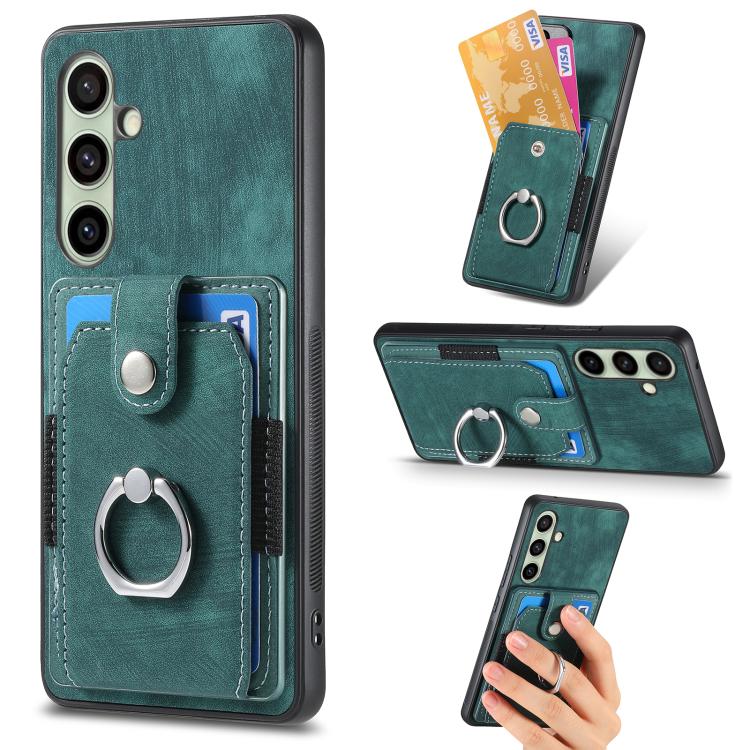 Retro Skin-feel Ring Card Wallet Phone Case