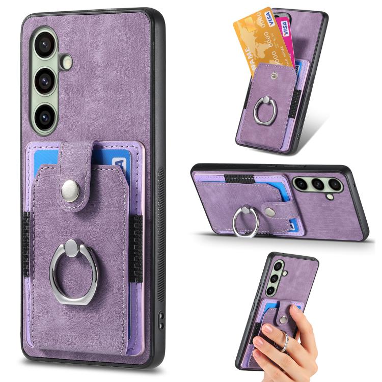 Retro Skin-feel Ring Card Wallet Phone Case