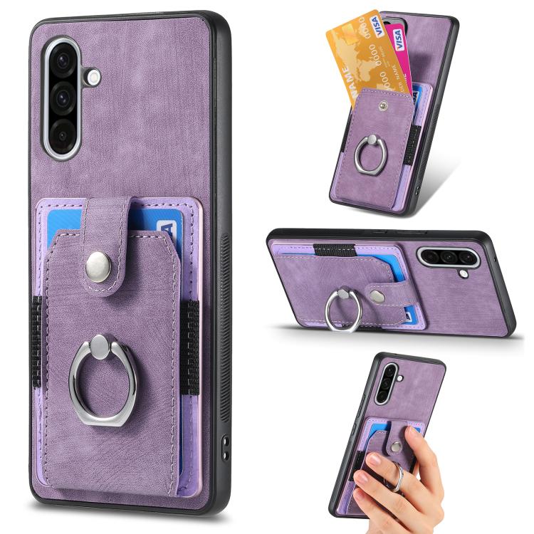 Retro Skin-feel Ring Card Wallet Phone Case