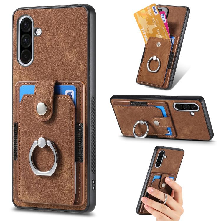 Retro Skin-feel Ring Card Wallet Phone Case