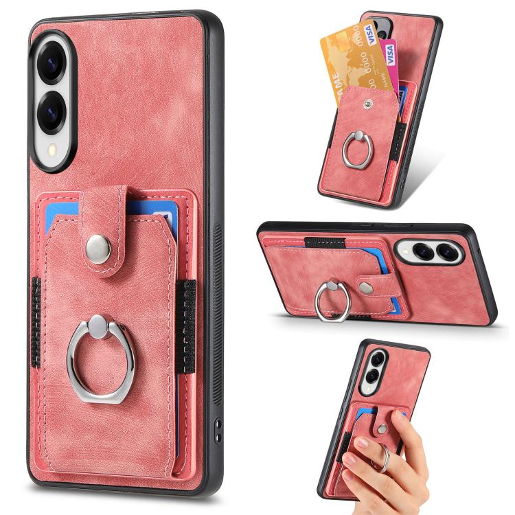 Retro Skin-feel Ring Card Wallet Phone Case, For Samsung Galaxy A57 5G, For Samsung Galaxy A37 5G, For Samsung Galaxy S25 Edge 5G, For Samsung Galaxy A56 5G
