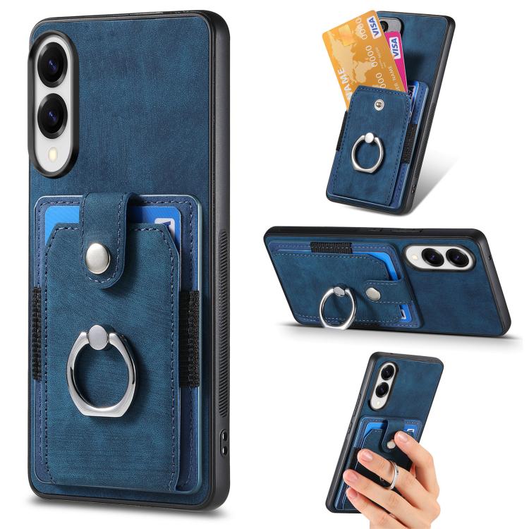 Retro Skin-feel Ring Card Wallet Phone Case, For Samsung Galaxy A57 5G, For Samsung Galaxy A37 5G, For Samsung Galaxy S25 Edge 5G, For Samsung Galaxy A56 5G