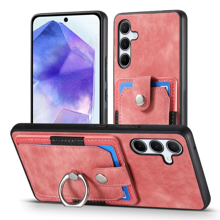 Retro Skin-feel Ring Card Wallet Phone Case