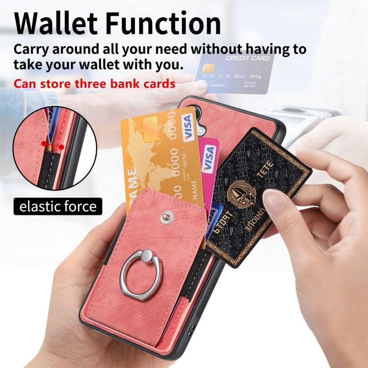 Retro Skin-feel Ring Card Wallet Phone Case