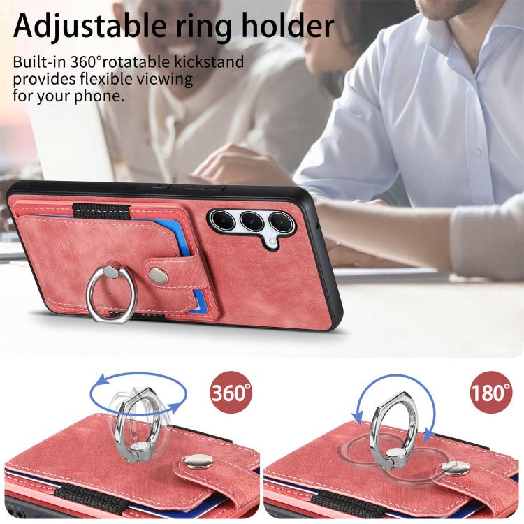 Retro Skin-feel Ring Card Wallet Phone Case