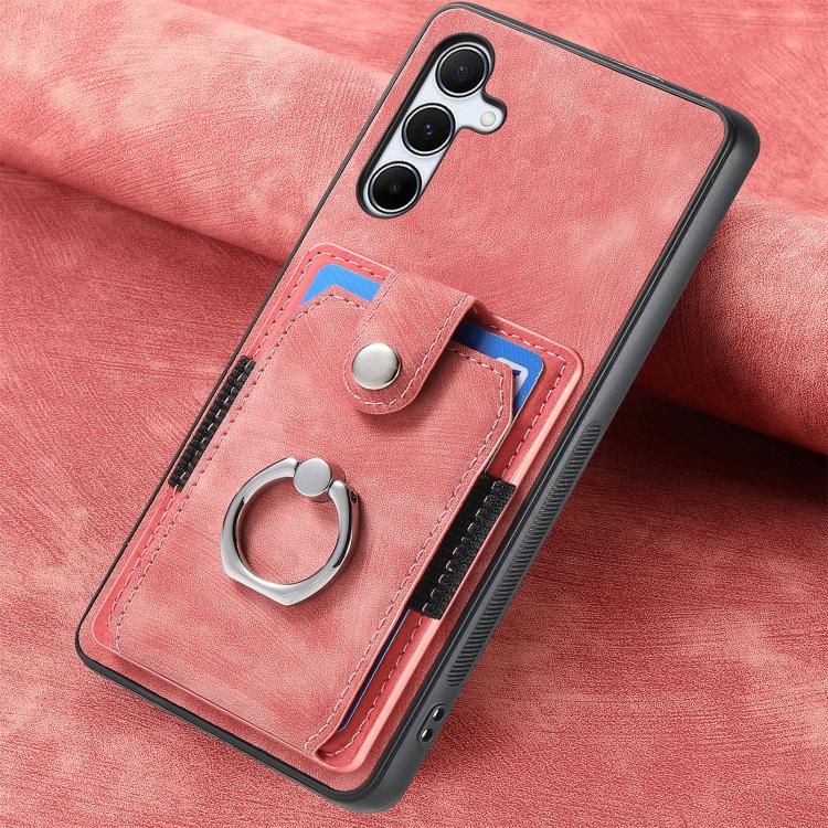 Retro Skin-feel Ring Card Wallet Phone Case