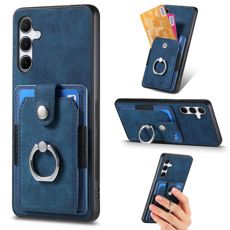 Retro Skin-feel Ring Card Wallet Phone Case, For Samsung Galaxy S24 FE 5G, For Sumsung Galaxy A55 5G, For Samsung Galaxy A35 5G, For Samsung Galaxy S24 Ultra 5G