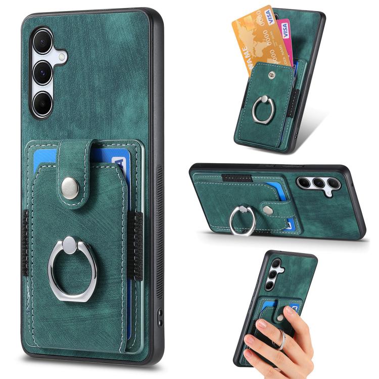 Retro Skin-feel Ring Card Wallet Phone Case, For Samsung Galaxy S24 FE 5G, For Sumsung Galaxy A55 5G, For Samsung Galaxy A35 5G, For Samsung Galaxy S24 Ultra 5G