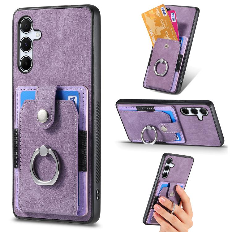 Retro Skin-feel Ring Card Wallet Phone Case, For Samsung Galaxy S24 FE 5G, For Sumsung Galaxy A55 5G, For Samsung Galaxy A35 5G, For Samsung Galaxy S24 Ultra 5G