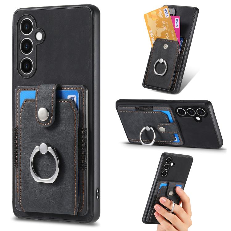 Retro Skin-feel Ring Card Wallet Phone Case, For Samsung Galaxy S24 FE 5G, For Sumsung Galaxy A55 5G, For Samsung Galaxy A35 5G, For Samsung Galaxy S24 Ultra 5G