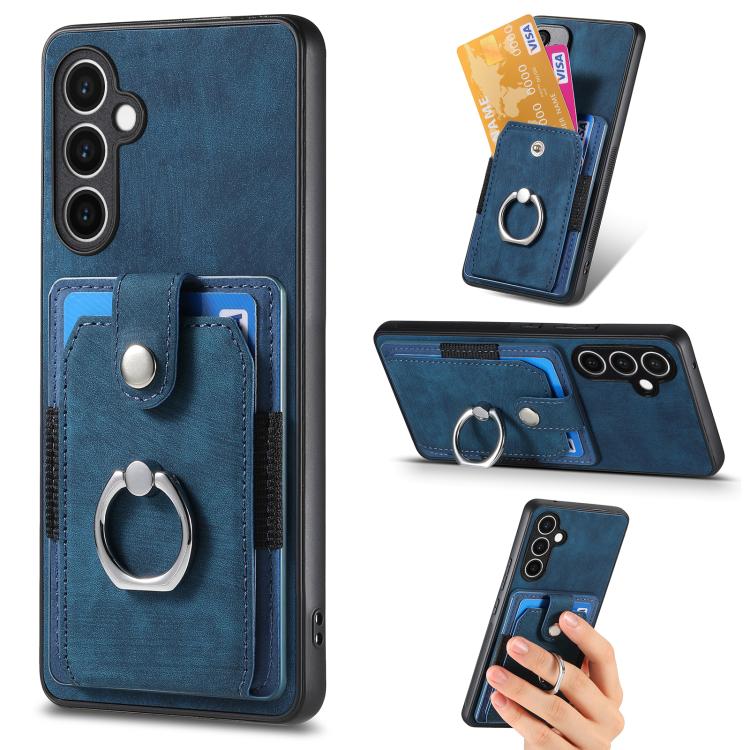 Retro Skin-feel Ring Card Wallet Phone Case, For Samsung Galaxy S24 FE 5G, For Sumsung Galaxy A55 5G, For Samsung Galaxy A35 5G, For Samsung Galaxy S24 Ultra 5G