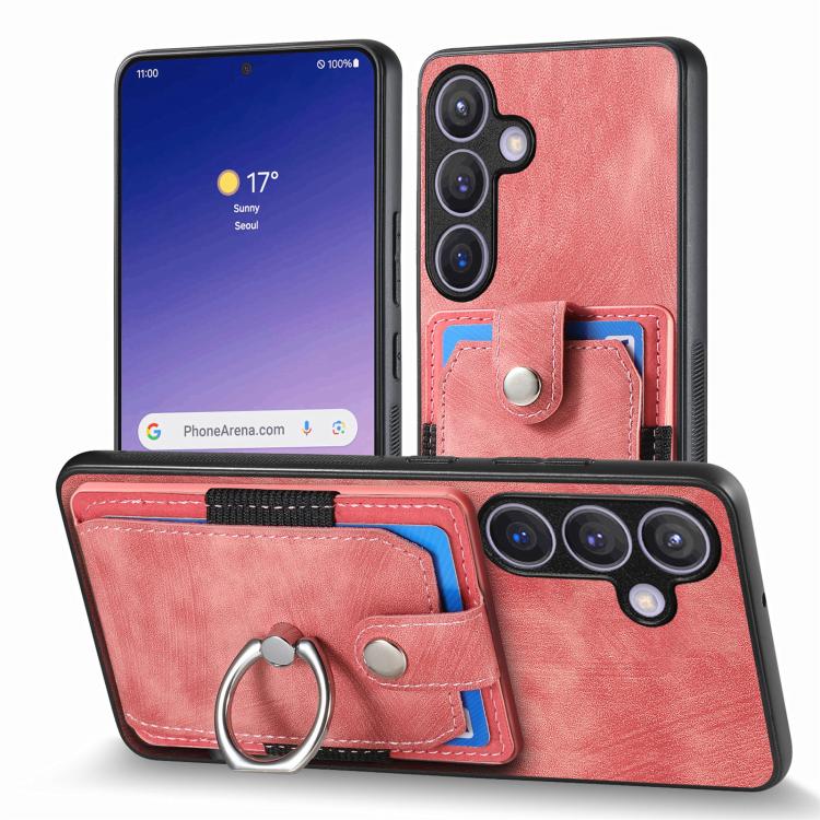 Retro Skin-feel Ring Card Wallet Phone Case, For Samsung Galaxy A57 5G, For Samsung Galaxy A37 5G, For Samsung Galaxy S25 Edge 5G, For Samsung Galaxy A56 5G
