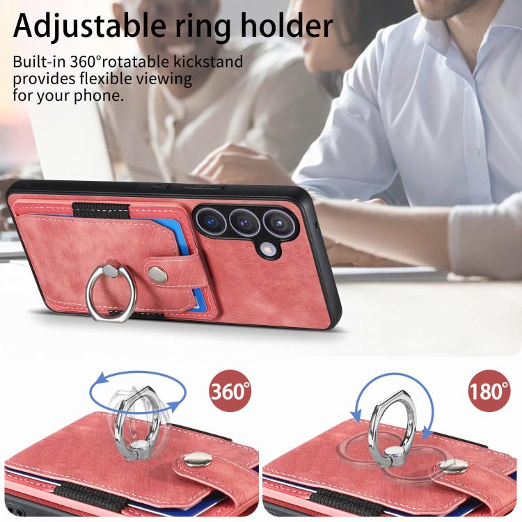 Retro Skin-feel Ring Card Wallet Phone Case, For Samsung Galaxy A57 5G, For Samsung Galaxy A37 5G, For Samsung Galaxy S25 Edge 5G, For Samsung Galaxy A56 5G