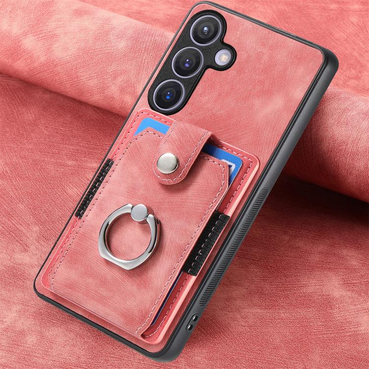 Retro Skin-feel Ring Card Wallet Phone Case, For Samsung Galaxy A57 5G, For Samsung Galaxy A37 5G, For Samsung Galaxy S25 Edge 5G, For Samsung Galaxy A56 5G