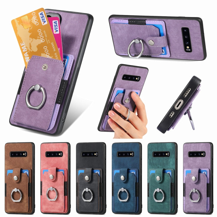 Retro Skin-feel Ring Card Wallet Phone Case, For Samsung Galaxy S8+, For Samsung Galaxy S8