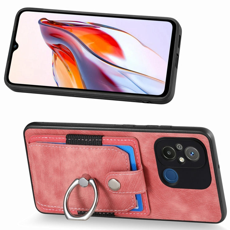 Retro Skin-feel Ring Card Wallet Phone Case