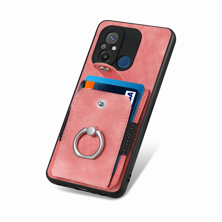 Retro Skin-feel Ring Card Wallet Phone Case