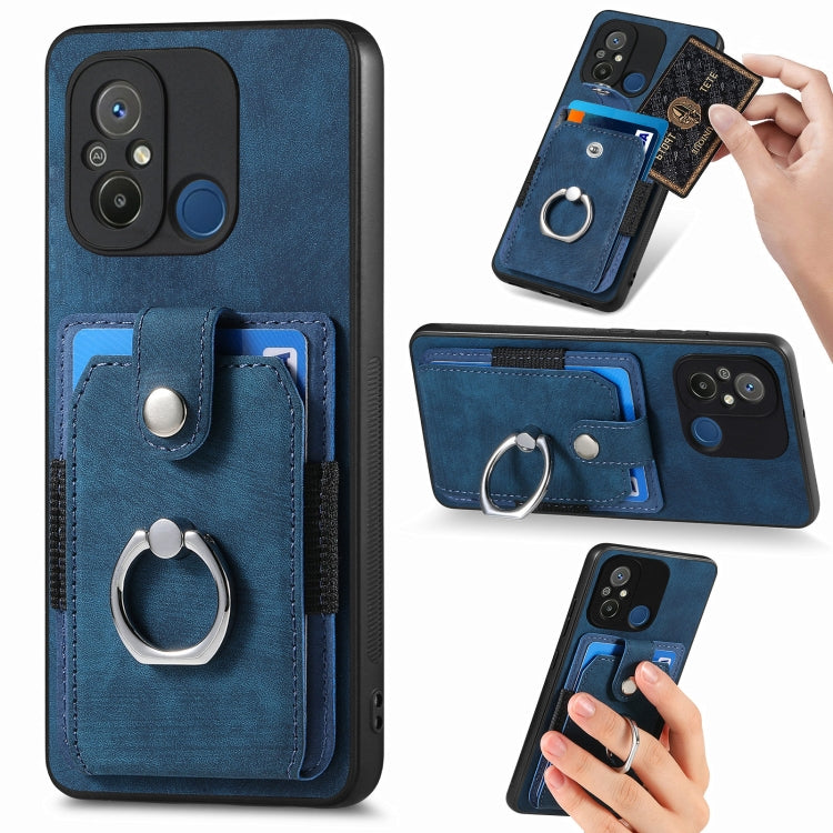 Retro Skin-feel Ring Card Wallet Phone Case