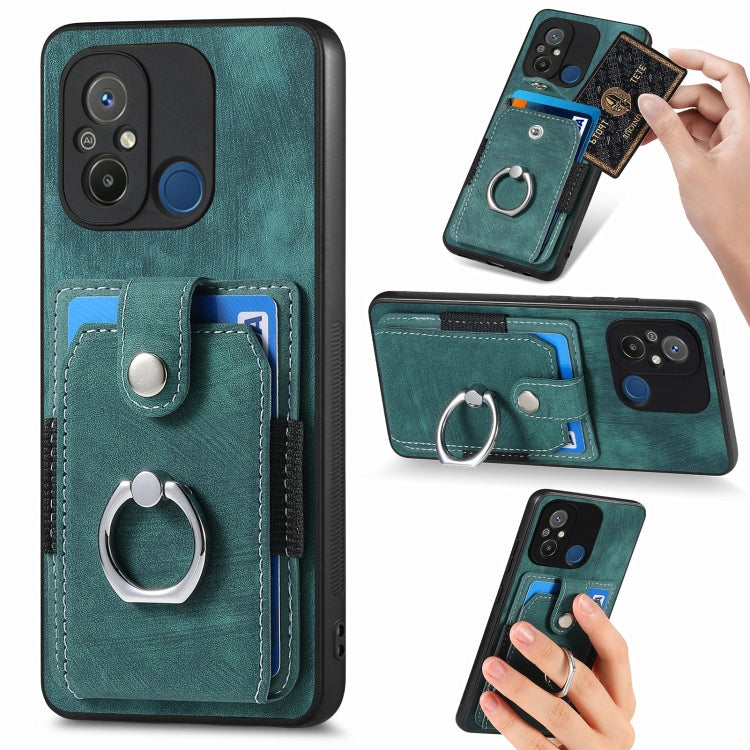 Retro Skin-feel Ring Card Wallet Phone Case