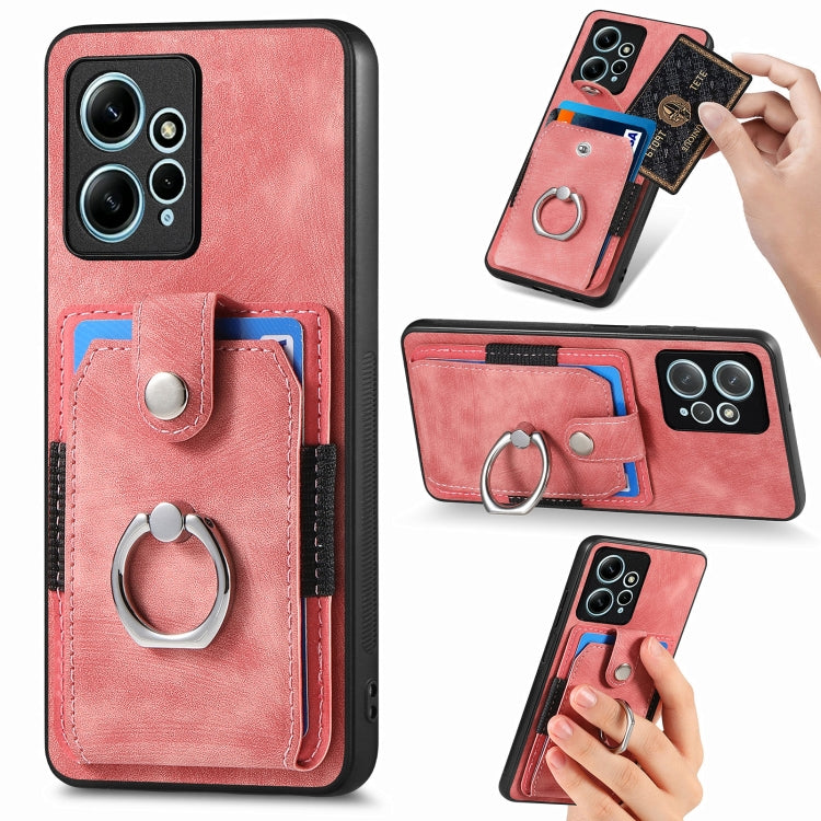 Retro Skin-feel Ring Card Wallet Phone Case