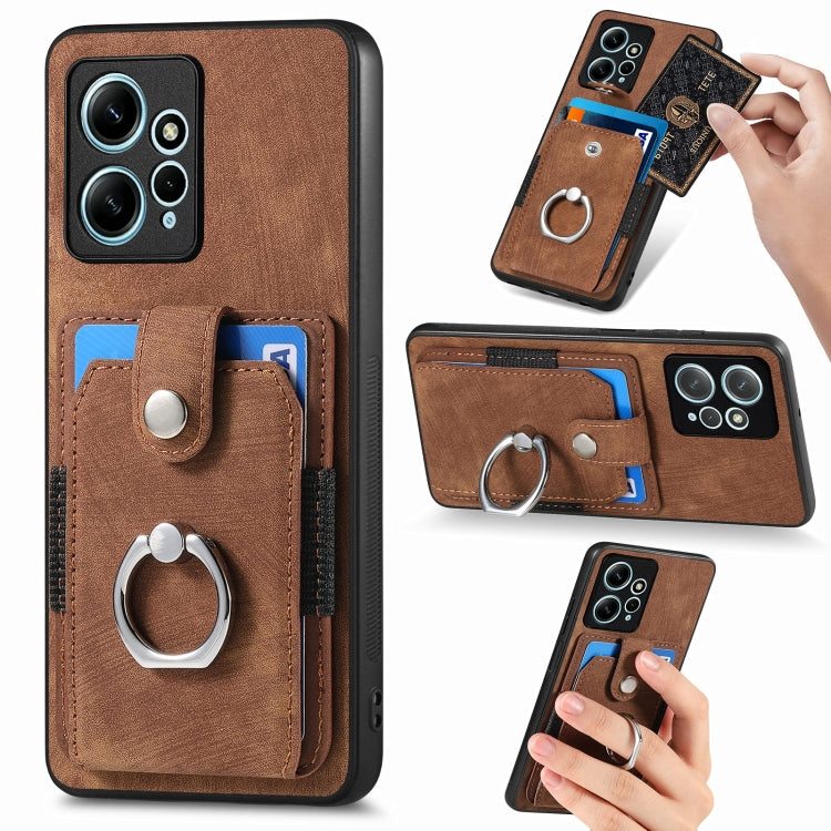 Retro Skin-feel Ring Card Wallet Phone Case