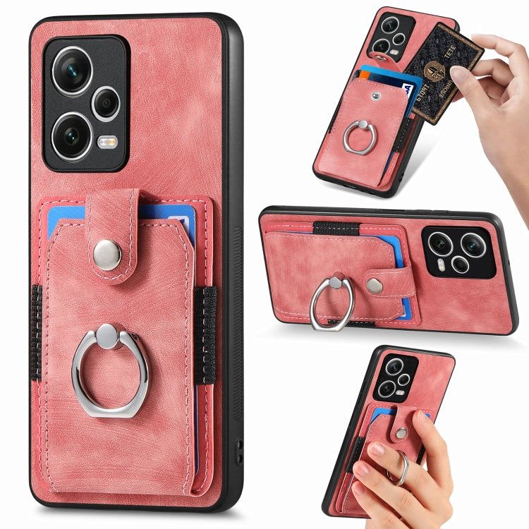 Retro Skin-feel Ring Card Wallet Phone Case