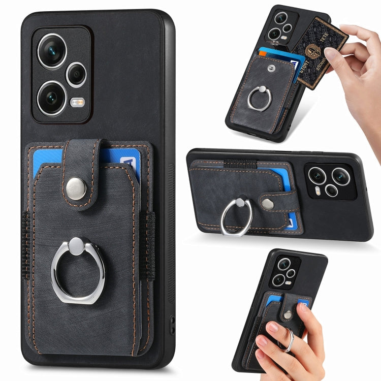 Retro Skin-feel Ring Card Wallet Phone Case