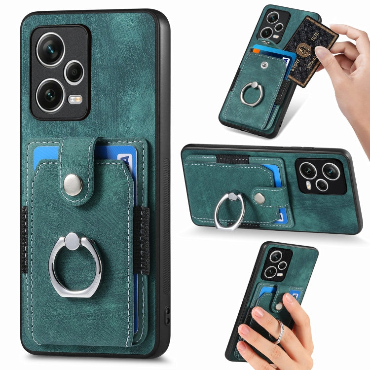 Retro Skin-feel Ring Card Wallet Phone Case