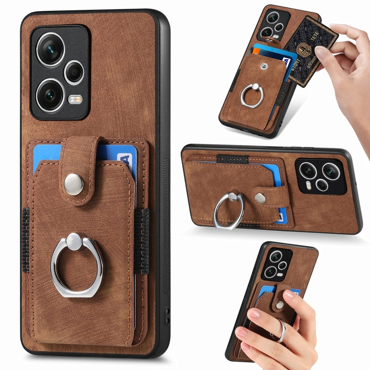 Retro Skin-feel Ring Card Wallet Phone Case